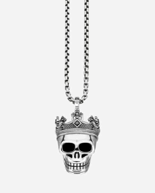 Thomas Sabo Jewellery Set Necklace Skull With Crown Silver Blackened