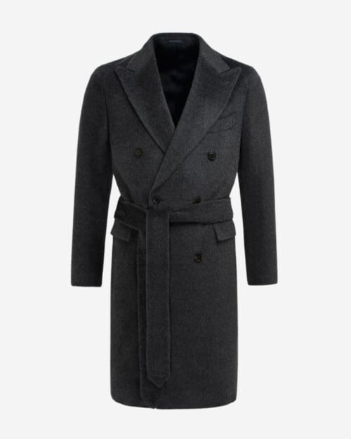 Suitsupply Dark Grey Belted Overcoat