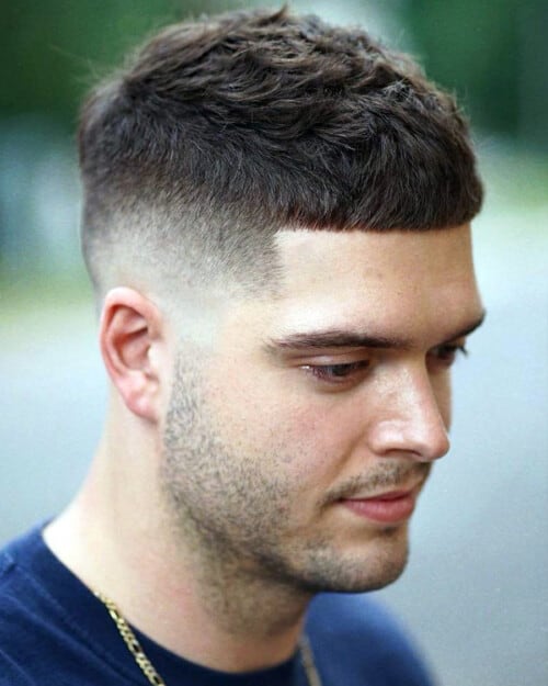 Men's Caesar cut with high fade