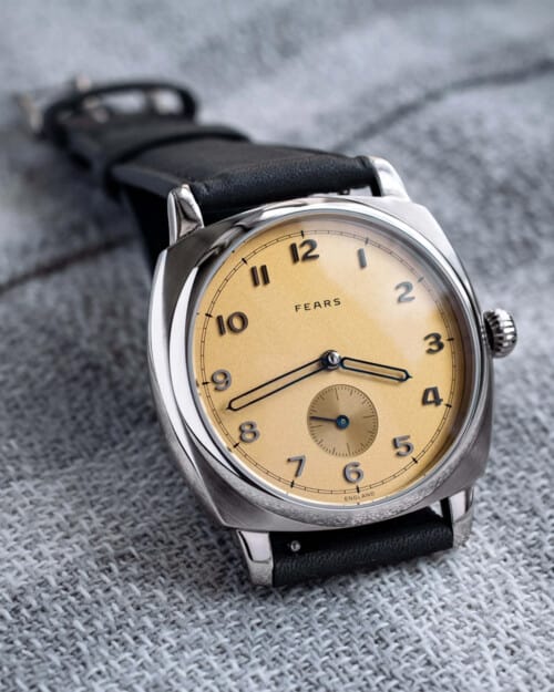 Fears British Brunswick Champagne Watch on a bed