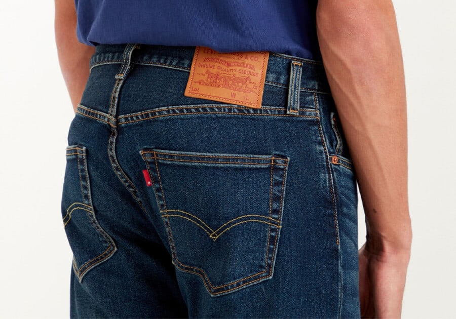 The rear of a pair of Levi's 501 jeans, which are no longer made in America