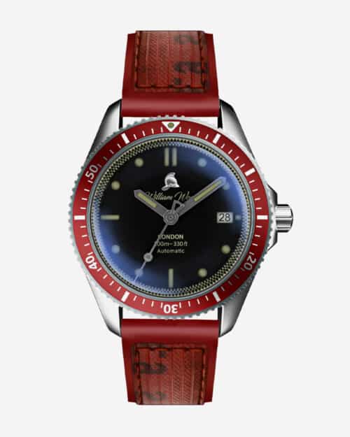 William Wood Valiant Collection Watch with red strap