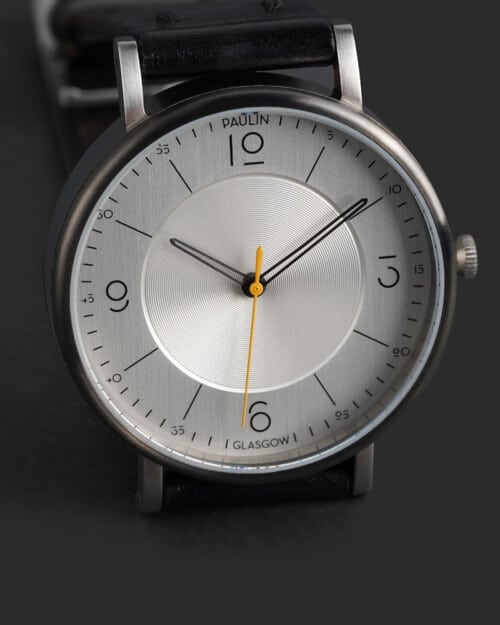 Paulin minimalist Commuter Automatic watch close up of dial