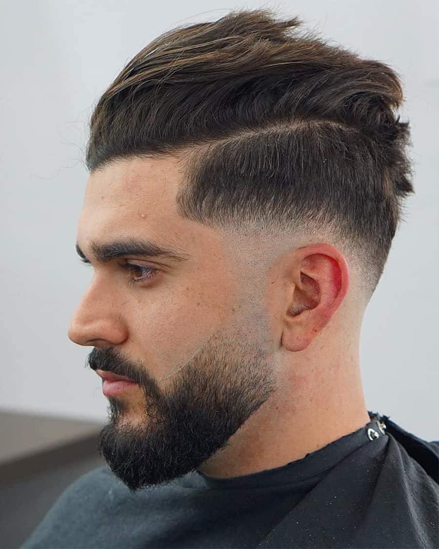 Man with a fresh drop fade haircut