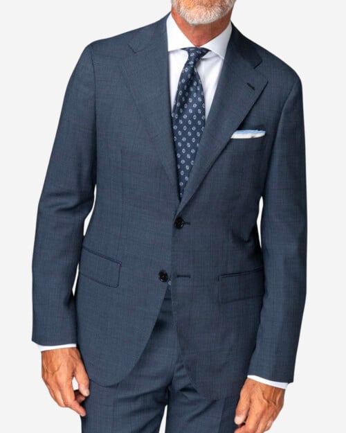 Pini Parma Blue Avio Prince of Wales Full Canvas Suit