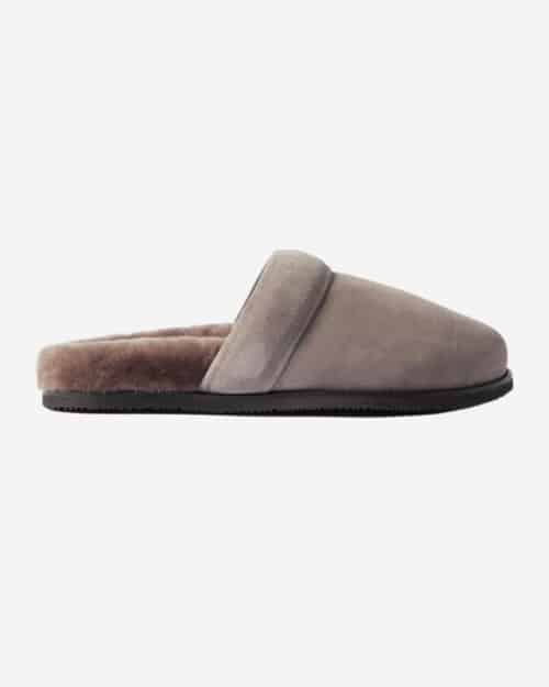 Mr P David Shearling-Lined Suede Slippers
