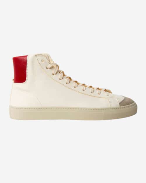 Opie Way James Court Sneaker Hi Ivory and Red