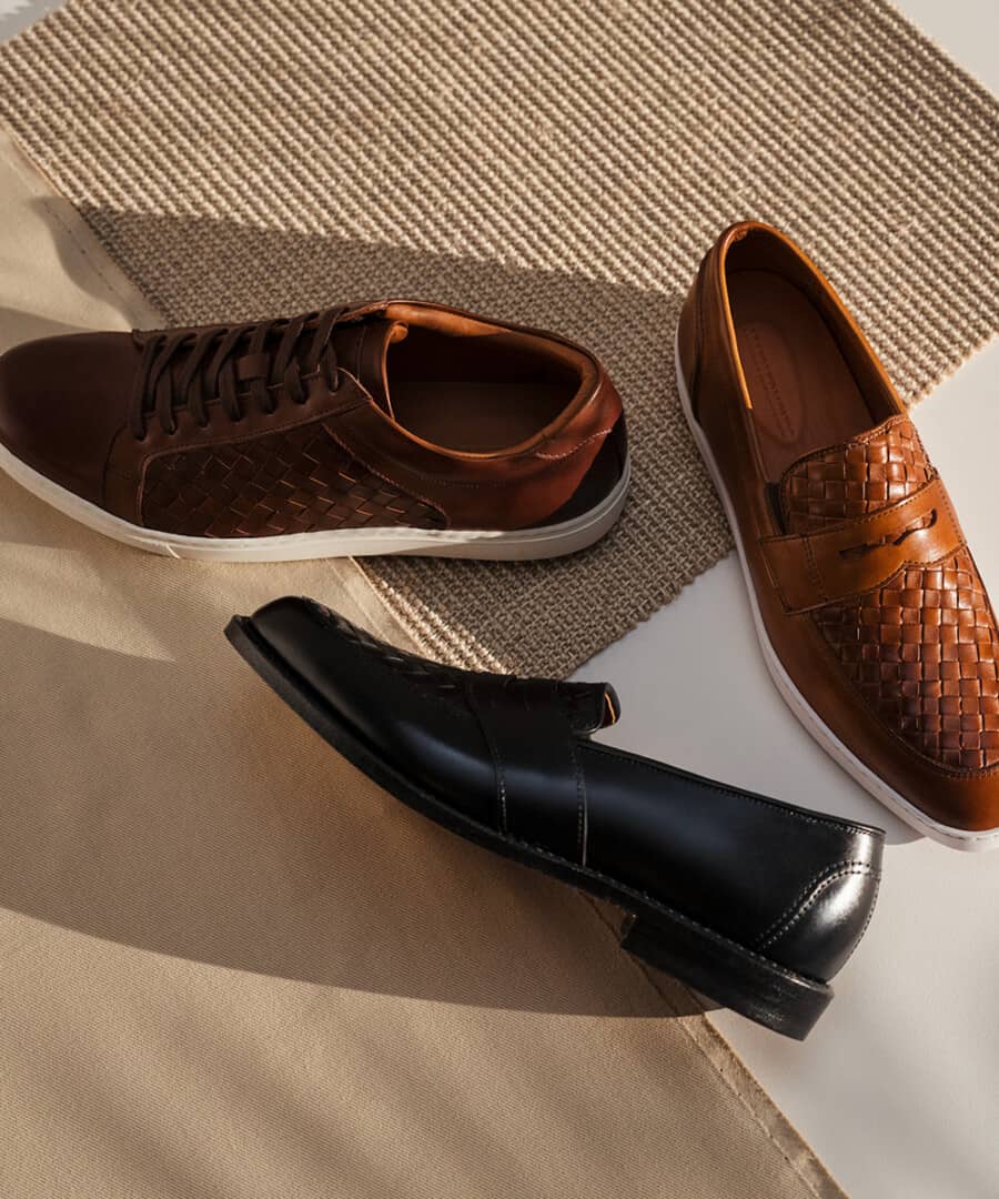 Made in the USA woven leather sneakers and loafers by Allen Edmonds