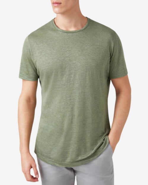 Luca Faloni Linen Jersey T-Shirt Olive Green