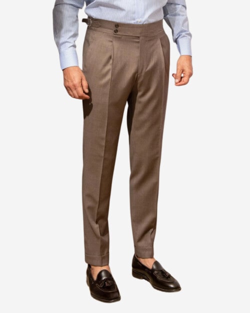 Buy Men Khaki Solid Slim Fit Trousers Online - 178103 | Van Heusen