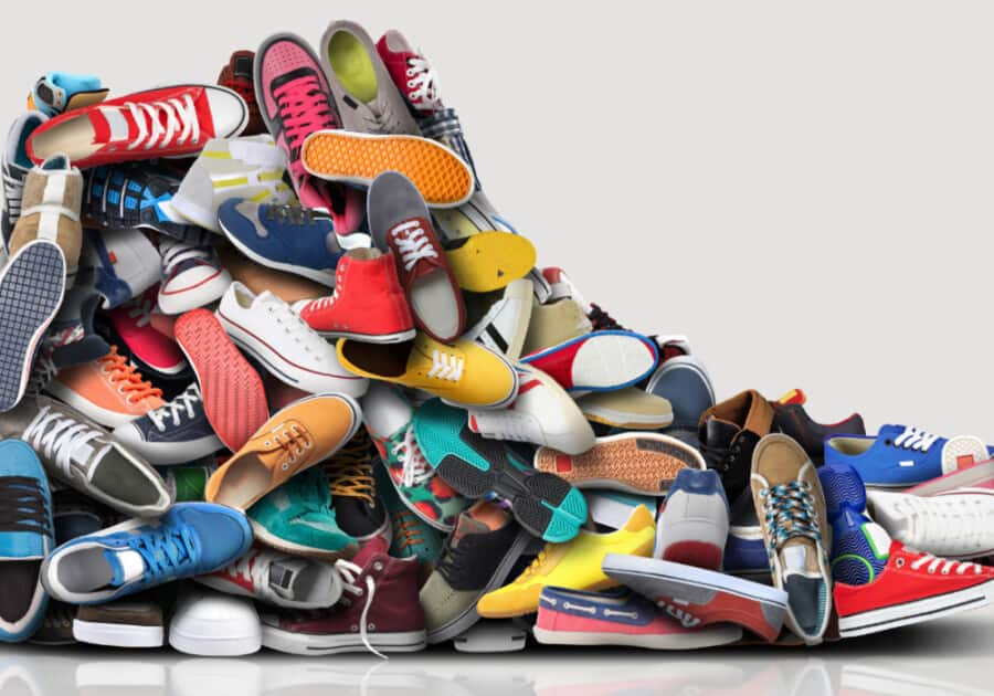 A pile of cheap men's sneakers