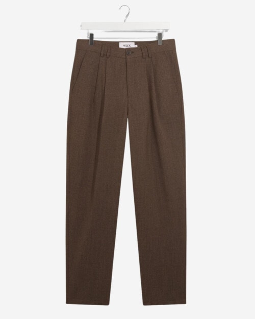 Wax London Raleigh Pleat Trousers Brown