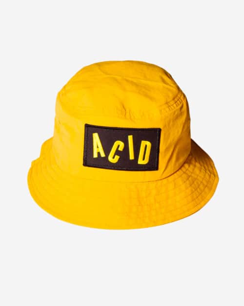 Wasted Heroes Acid Letter Water Repellent Bucket Hat - Yellow