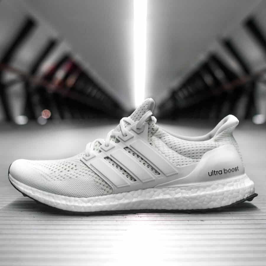 Adidas UltraBoost knitted sneaker in a silver tunnel