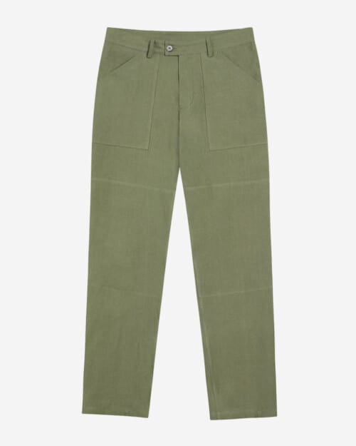 Flax London Patch Pocket Trousers Sage Green