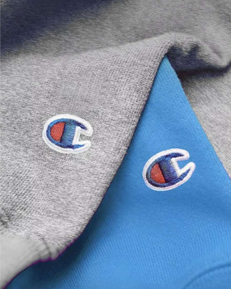 Close up of Champion Reverse Weave thick/heavyweight material
