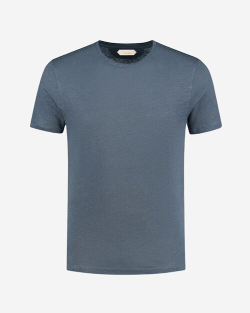 Aurelien Steel Blue Linen T-Shirt