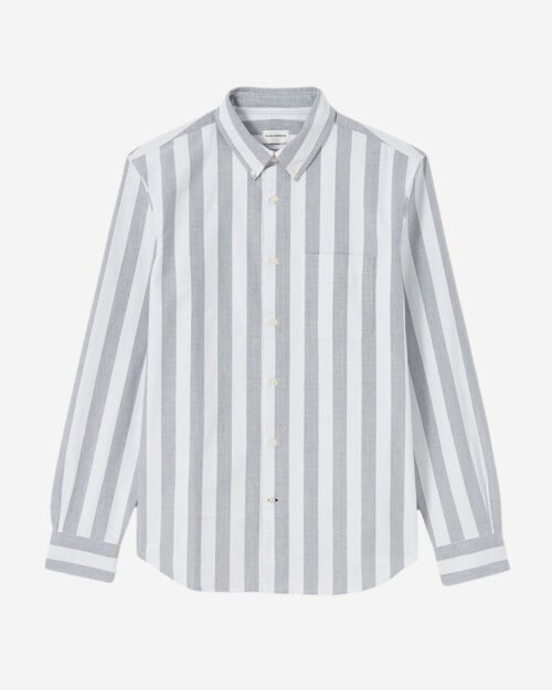 Club Monaco Long Sleeve Wide Stripe Oxford Shirt