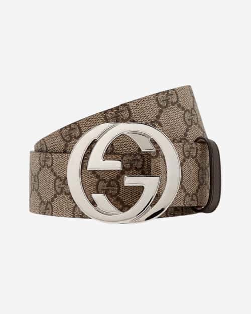 Gucci 4cm Leather-Trimmed Monogrammed Coated-Canvas Belt