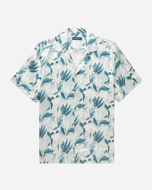 Frescobol Carioca Roberto Camp-Collar Printed Silk Shirt