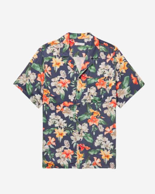Onia Camp-Collar Floral-Print Twill Shirt