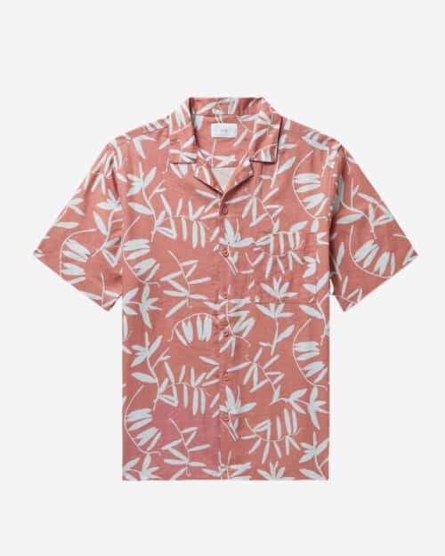 Onia Vacation Camp-Collar Printed Linen-Blend Shirt