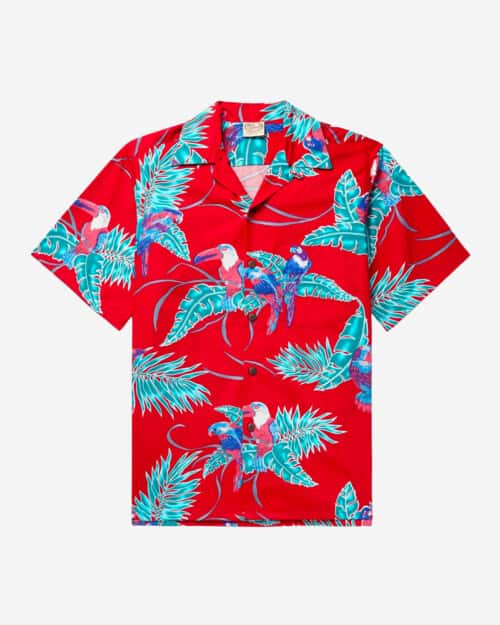 Go Barefoot Tropical Birds Camp-Collar Printed Cotton Shirt