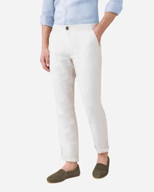 Luca Faloni White Lipari Linen Trousers