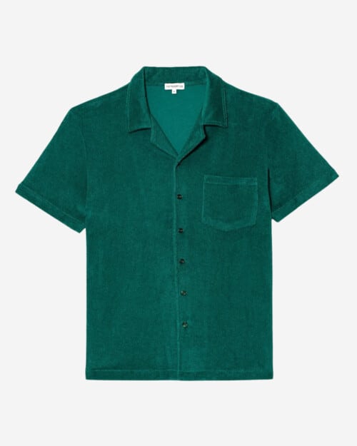 The Resort Co Terry Short Sleeve Shirt Emerald Green