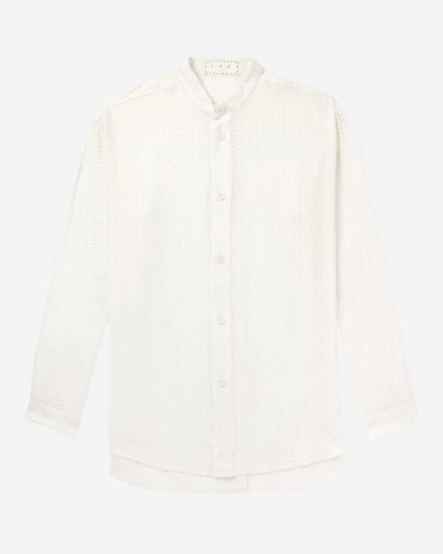 SMR Days Tulum Grandad-Collar Embroidered Cotton Shirt