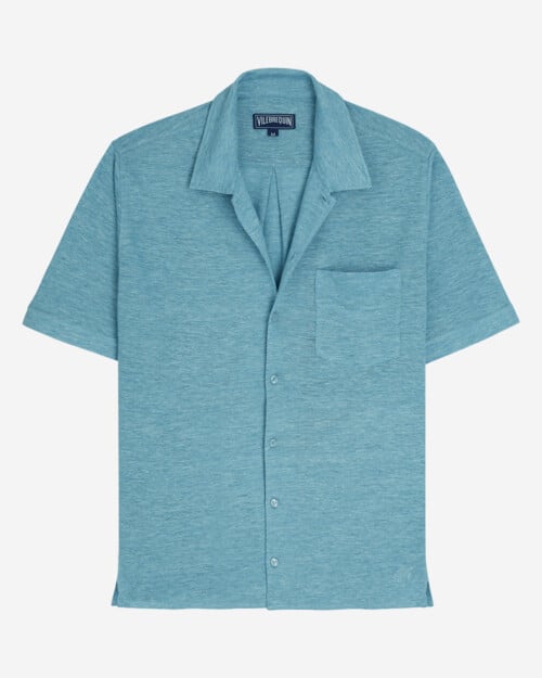 Vilebrequin Linen Jersey Bowling Shirt Solid