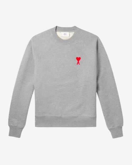 AMI Logo-Embroidered Stretch-Cotton Jersey Sweatshirt