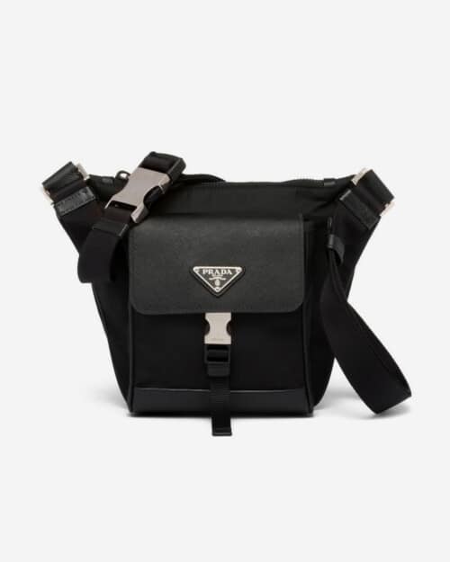 Prada Recycled Nylon Saffiano Leather Shoulder Bag