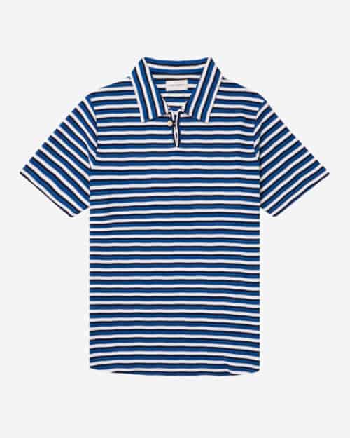 Oliver Spencer Hawthorn Striped Waffle-Knit Stretch-Cotton and Modal-Blend Polo Shirt