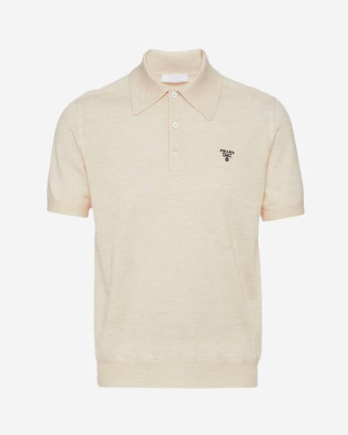 Prada Logo-Embroidered Cashmere Polo Shirt