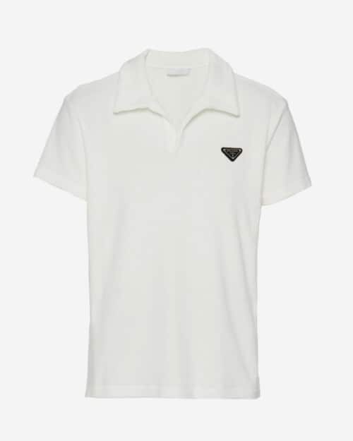 Prada Logo-Plaque Terry Cloth Polo Shirt