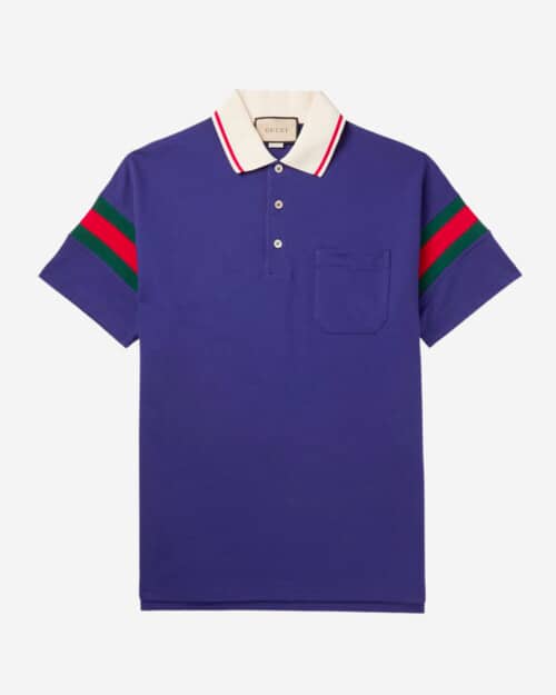 Gucci Striped Cotton-Piqué Polo Shirt