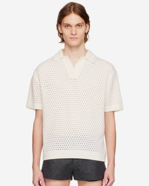 King & Tuckfield Off-White Open Placket Polo