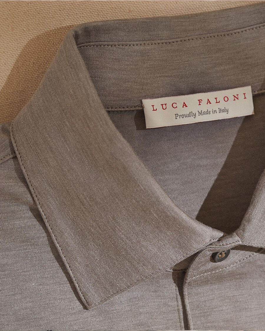 Close up of a luxury made in Italy polo shirt