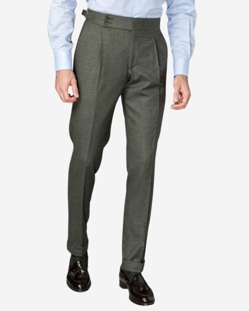 Pini Parma Green Flannel Trousers