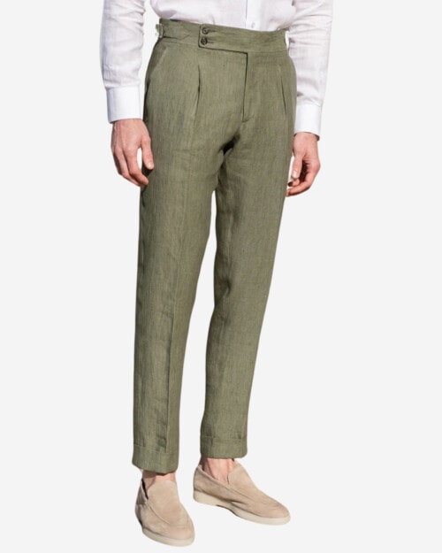 Pini Parma Green linen trousers