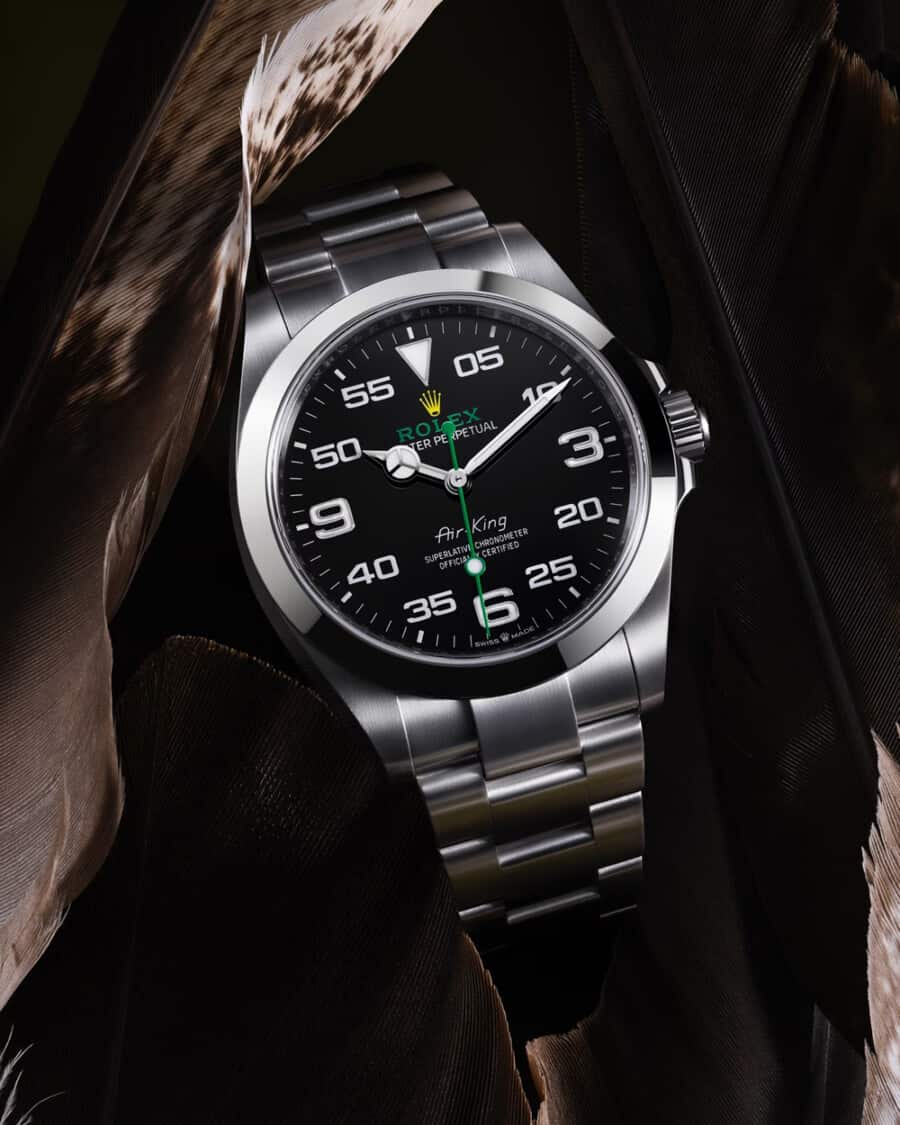 Rolex Air King watch in steel with black face