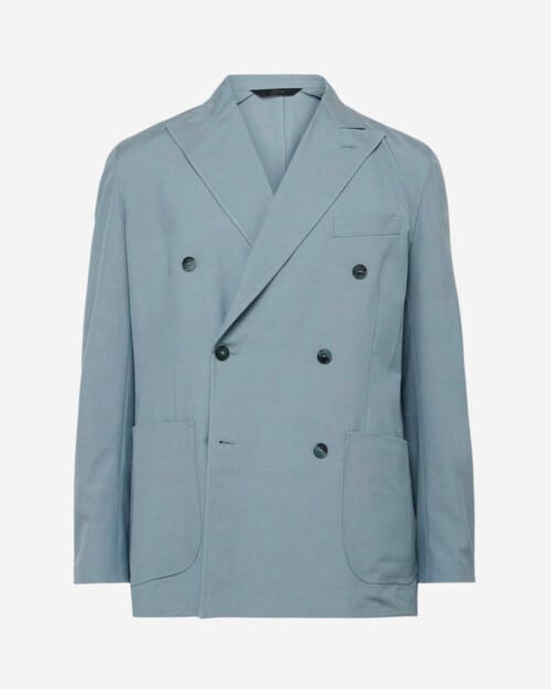 Brioni Unstructured Double-Breasted Silk Suit Jacket
