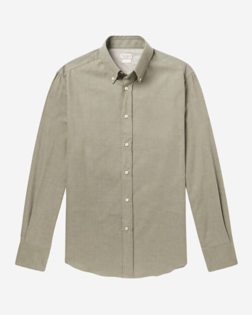 Brunello Cucinelli Button-Down Collar Cotton-Flannel Shirt