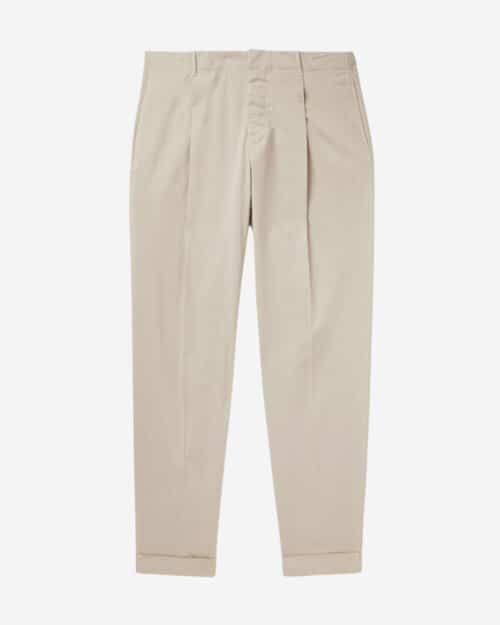 Incotex Straight-Leg Pleated Stretch-Cotton Trousers