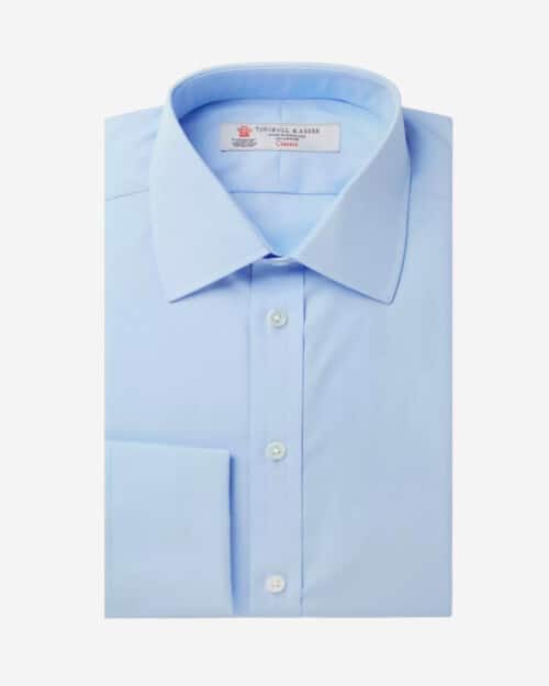 Turnbull & Asser Blue Double-Cuff Cotton Shirt