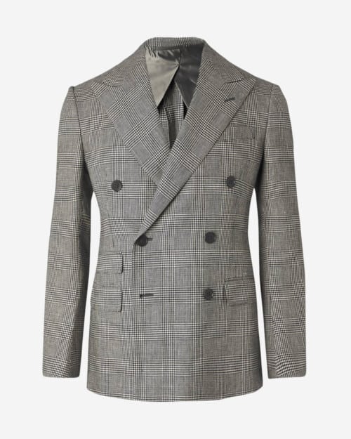 Ralph Lauren Purple Label Kent Double-Breasted Prince of Wales Checked Wool Suit Jacket