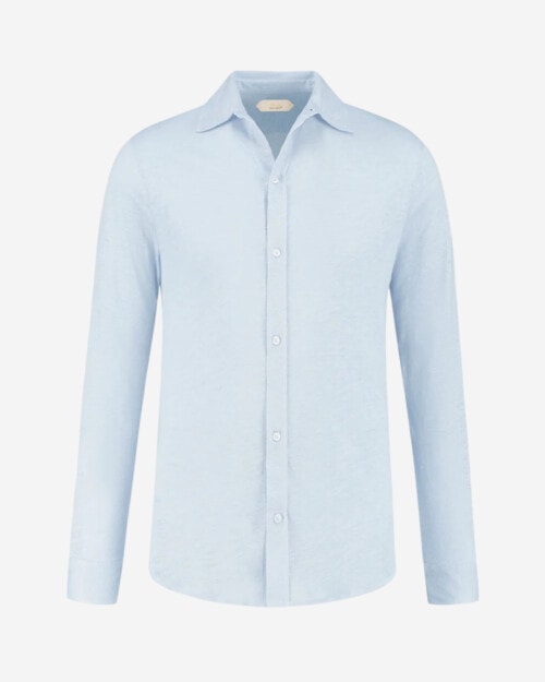 Aurelien Light Blue Linen Bayside Shirt