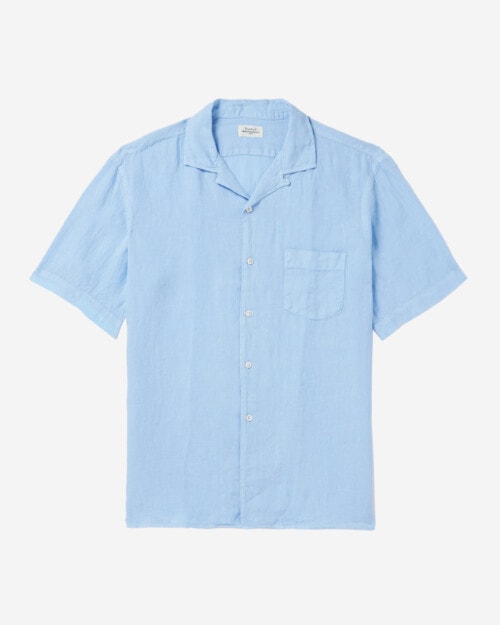Hartford Palm Convertible-Collar Linen Shirt