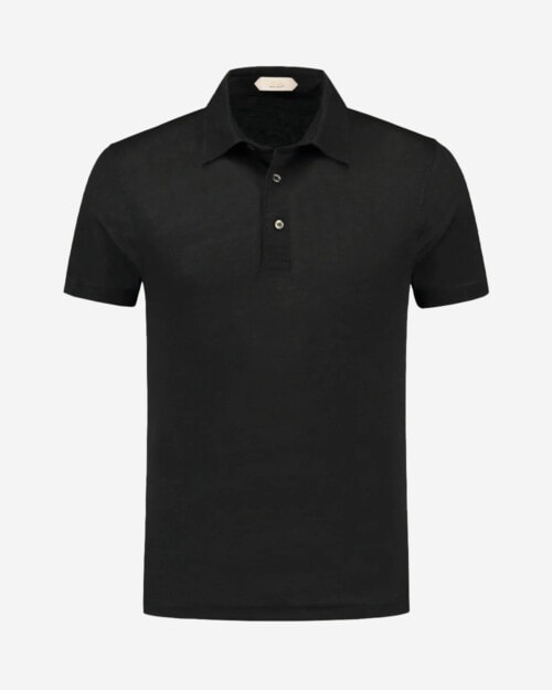 Aurelien Black Linen Polo Shirt